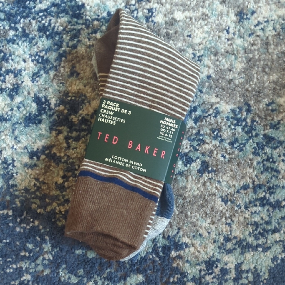 Ted Baker Men's Striped Socks - Brown and Blue